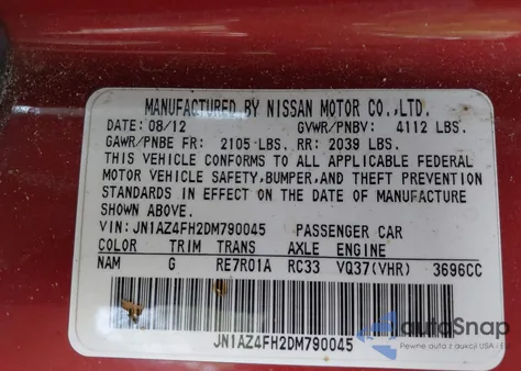 2013 Nissan 370Z Touring z USA, uszkodzony, nr VIN JN1AZ4FH2DM790045